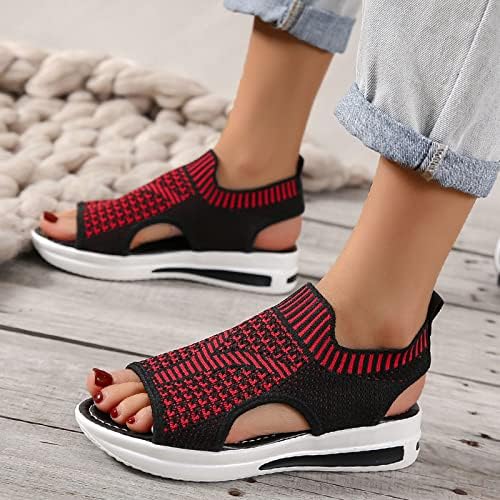 Leewos Sandalet Kadınlar için Rahat Yaz Yuvarlak / Kare Ayak Toka Kayış Yaz Sandalet Boho plaj sandaletleri için