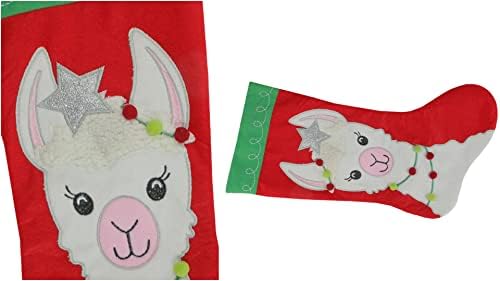 1 adet 20 Kırmızı ve Yeşil Noel Çorap Şenlikli Lama Pom Garland Applique-XMAS10