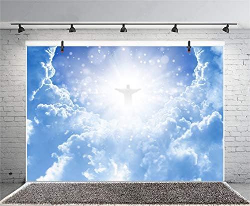 Leyiyi 5x3ft İsa Mesih Gökyüzü Fotoğraf Arka Plan Cennet Tanrı Yer Cennet Bulut Bokeh Haleler Nokta Kutsal Afiş Zemin