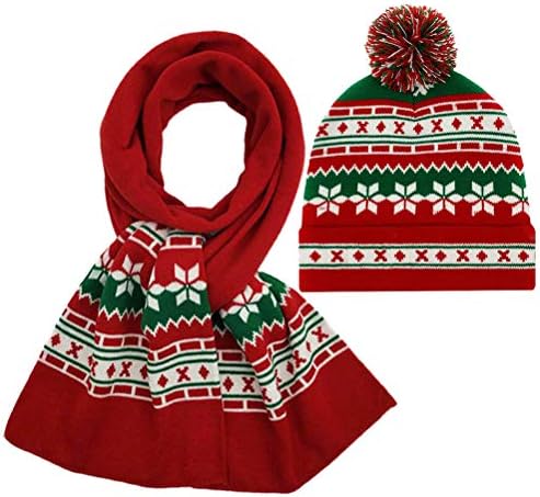 PartyKındom 1 Takım 2 adet Örme Sıcak Şapka Eşarp İki Parçalı Set Noel Çocuk Şapka Eşarp Dekor Ziyafet Kutlama İyilik