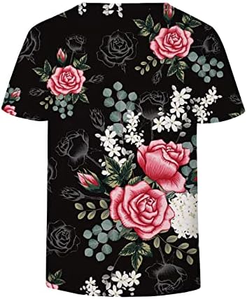 Yaz Sonbahar Üst Bayan Kısa Kollu %2023 Pamuk V Boyun Grafik Baskı Çiçek Casual Bluz Tshirt Bayanlar için UA UA