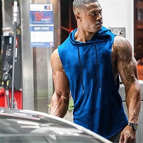 LecGee erkek Spor Hoodie Kolsuz Tankı Üstleri Egzersiz erkek spor atleti Kas T cepli gömlek