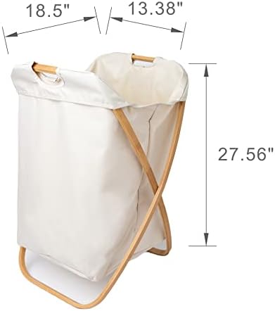 110L X-Large katlanır çamaşır sepeti Bambu Kolları ile, Katlanabilir çamaşır sepeti Depolama için, giysi Havlu Battaniye