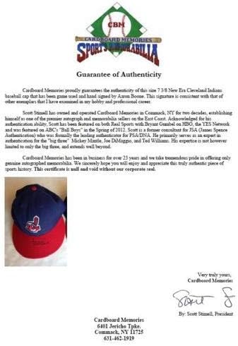 aaron boone imzalı oyun kullanılmış Kızılderililer beyzbol şapkası imza COA yankees yönetici İmzalı Şapkalar