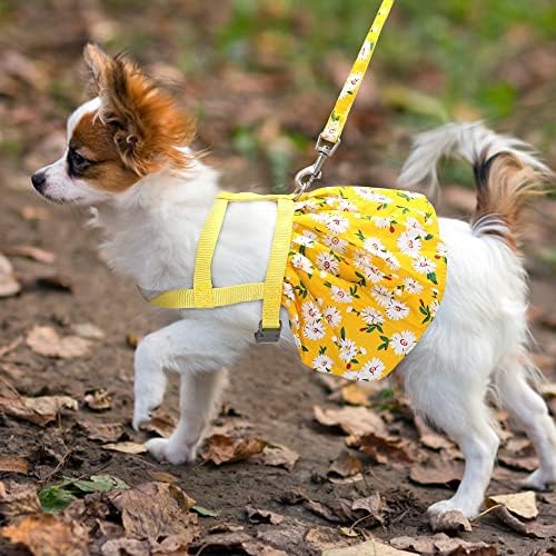 DHDM Sevimli Küçük Köpek Kediler Koşum Tasma Çiçek Baskılı evcil hayvan koşumu yelek yaz elbisesi Giyim Küçük Orta