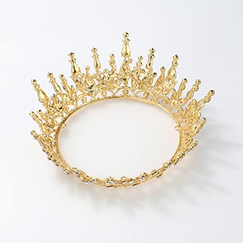 Casoty Altın Barok Kraliçe Taç ile 4 Pins, Kadınlar için Altın Taç, Rhinestone Düğün Taçlar ve Çelenkler, Vintage