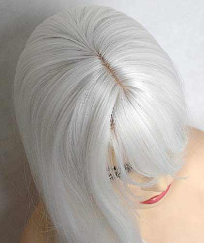 Patlama İle BLUPLE beyaz saç Peruk Uzun düz peruk 1001 Platin beyaz Doğal ısıya dayanıklı Hiçbir dantel sentetik
