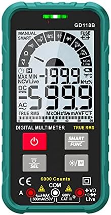 SLSFJLKJ Nesil 600 V Dijital Multimetre Akıllı Multimetro Tester Ohm Kapasite Hz Gerilim Metre (Renk: Yeşil)