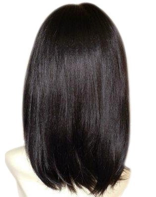 Kalyss Siyah Peruk Saç Patlama ile Orta Uzun Düz Katmanlı Sentetik Saç Peruk Kadınlar için
