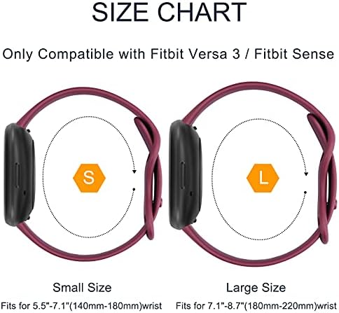 Fitbit Versa 3 Bant/Fitbit Sense Bantları ile Uyumlu 6 Paket Spor Bandı, Fitbit Versa 3 Akıllı Saat Kadın Erkek için