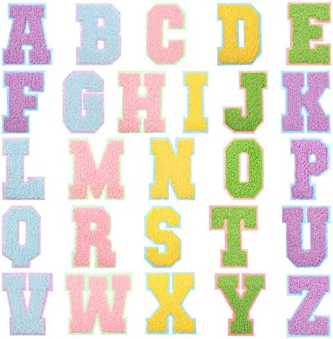 26 Pcs Şönil Mektup Yamalar Demir on A-Z Mektup Yama Dekoratif Onarım Yamalar Işlemeli Yapıştırıcı Alfabe Sticker