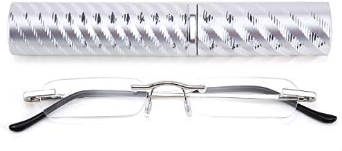 FEISEDY Çerçevesiz okuma gözlüğü Metal Çerçeve Dikdörtgen Tarzı Bahar Menteşe Kadınlar ve Erkekler ıçin B2662