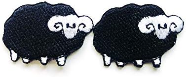 TH 2 Set Küçük Mini Küçük Koyun Hayvan Vahşi Kuzu Siyah Renk Dikmek Demir on İşlemeli Aplike Rozet İşareti Yama Giyim