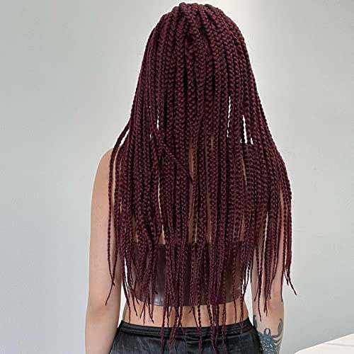 Ebingoo Şarap Kırmızı Örgülü Dantel ön peruk Siyah Kadınlar için 30 İnç Uzun Bordo Dantel Peruk Afro-Amerikan Kutusu