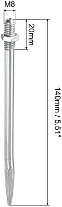 uxcell M8x20mm 140mm Uzunluk boru kelepçesi Klipleri Çivi Karbon Çelik Çivi Gümüş Ton 10 Adet