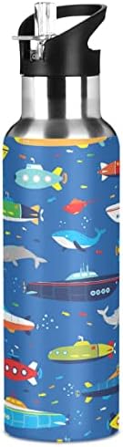 Glaphy Denizaltılar ve Balinalar Okyanus Su Şişesi Saman Kapaklı, BPA İçermeyen, 32 oz Su Şişeleri Yalıtımlı Paslanmaz
