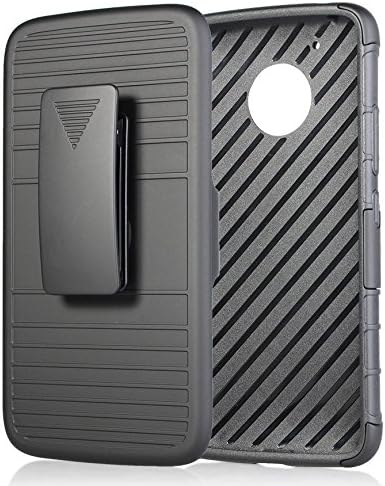 Siyah Sağlam Halka Kavrama KILIF Kapak + Kemer Klipsi Kılıf Standı Motorola Moto G5 (XT1670, XT1671, XT1672, XT1675,