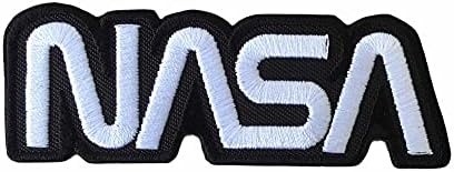 smileth NASA Solucan 3.5 İnç Geniş Dikmek Demir On Patch Beyaz Siyah İşlemeli Giyim, Ceket, Sırt Çantaları, Kot Pantolon