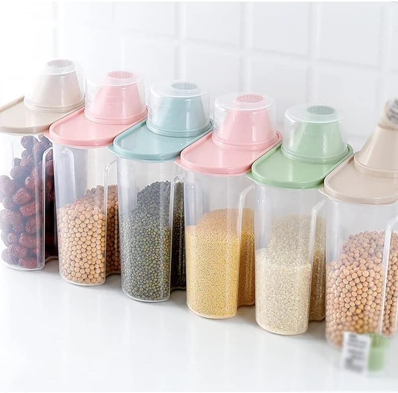 PDGJG Tahıl Dağıtıcı saklama kutusu Mutfak Gıda Tahıl Pirinç Konteyner Un Tahıl Depolama (Renk: E, Boyut: 2.5 L)