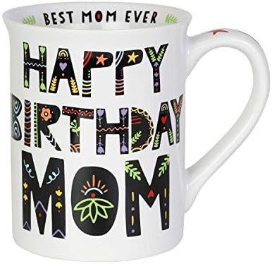 Enesco Bizim Adımız Çamur Mutlu Yıllar Anne Cuppa Doodle Kahve Kupa, 16 oz, Beyaz