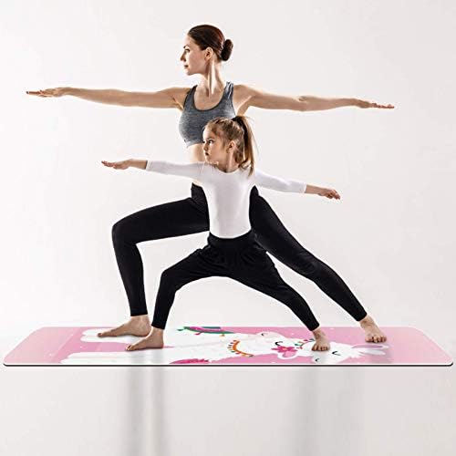 Alpaka Hayvan Çift Pembe Kalın Kaymaz Egzersiz ve Fitness 1/4 Yoga mat Yoga Pilates ve Zemin Fitness Egzersiz (61x183cm)