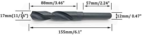 1 HSS Matkap Ucu, ½ Azaltılmış Şaft Yüksek Hızlı Çelik Büküm Matkap Ucu, 25mm Kesme Çapı 12mm Şaft 155mm Uzunluk