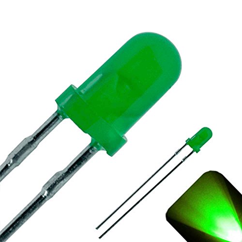 3mm Yuvarlak Üst Dağınık Saf Yeşil LED-Ultra Parlak (20'li Paket)