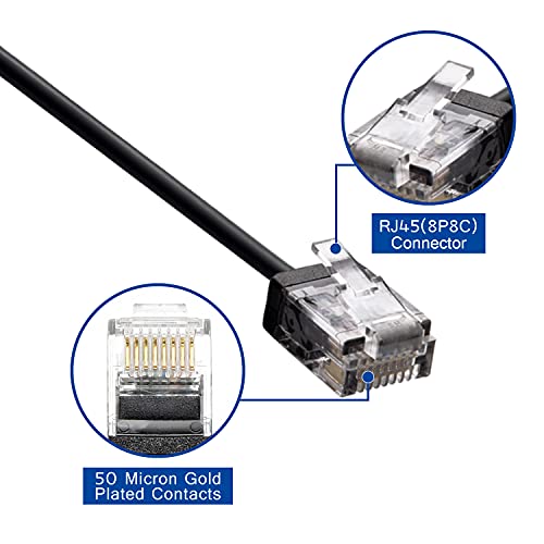 Beszin Cat6A UTP Süper İnce Ethernet Ağ Kablosu 32AWG 550 MHz, Yama Kablosu, 10 Gigabit Yüksek Hızlı LAN Ethernet