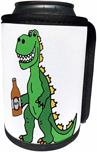3dRose Komik Yeşil Godzilla Canavar İçme Bira Karikatür-Can Soğutucu Şişe Sarma (cc_356376_1)