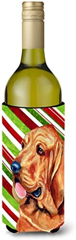 Caroline's Treasures LH9241LİTERK Bloodhound Şeker Kamışı Tatil Noel Şarap Şişesi Hugger, Şişe Soğutucu Kol Hugger