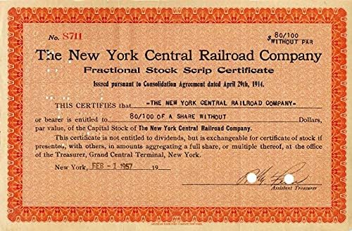 New York Merkez Demiryolu A. Ş. - Stok Sertifikası