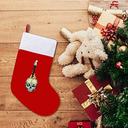Kafatası Gitar Noel Çorap Kırmızı Kadife Beyaz Şeker Çanta Noel Süslemeleri ve Aile Parti Aksesuarı
