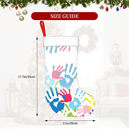 AABSTBFM Çocuklar El Baskı Noel Çorap Şömine Asılı Çorap Aile Noel Dekorasyon Tatil Sezonu Parti Dekor