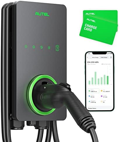 Autel MaxiCharger Ev Tipi Elektrikli Araç (EV) Şarj Cihazı, 50 Amp'ye kadar, 240V, Seviye 2 WiFi ve Bluetooth Özellikli