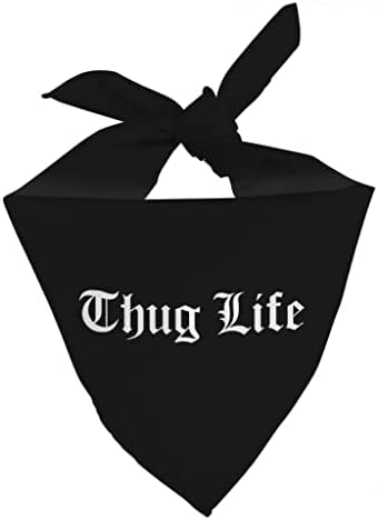 Thug Life Pet Bandana-Eski İngilizce Yazı Tipi Köpek Bandana-Metin Tasarımı Pet Eşarp (L)