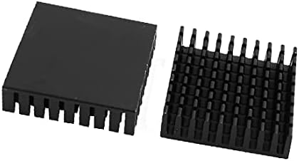 X-DREE 2 adet 35mm x 35mm x 10mm siyah alüminyum soğutucu ısı yaygın soğutma Fin(2 adet 35mm x 35mm x 10mm Negro