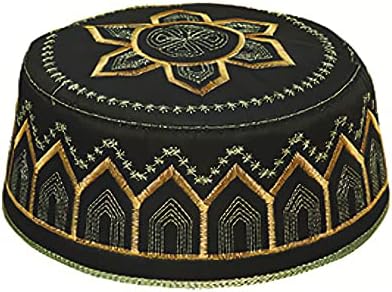 AKONNAS Erkekler Müslüman Namaz Kufi Şapka, İslam Kafatası işlenmiş şapka Bere Şapka Namaz Şapkalar Ramazan Bayram