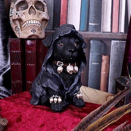 Nemesis Now Canine Cloaked Grim Reaper Köpek Heykelciği, Polyresin, Siyah, 17 cm