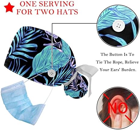 Fırçalama Kap Kadınlar için Tıbbi Uzun Saç 2 Paket Ayarlanabilir kurdele At Kuyruğu Şapka Kabarık Cerrahi Kapak Mermaid