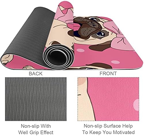 Siebzeh Sevimli Pug Köpek Kız Etek Yay Pembe Premium Kalın Yoga Mat Çevre Dostu Kauçuk Sağlık ve Fitness Her Türlü