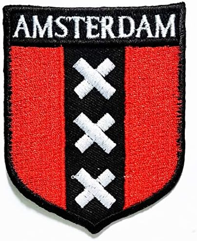 Amsterdam Bayrağı İşlemeli Ulusal Amblem Demir On Yama Yama İşareti Sembolü Giysi Kot Şapka Çanta Ceket Gömlek veya
