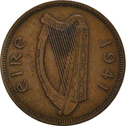 1940-1968 Şanslı Aziz Patrick Tavuklu İrlanda Kuruşu, Büyük ve Çekici Bir Madeni Para. İrlanda Cumhuriyeti'nin Ulusal
