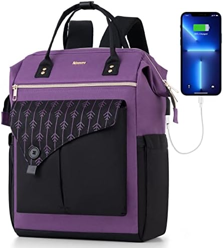 USB Portlu Kadınlar için MOMUVO Laptop Sırt Çantası Laptop Çantası, Öğrenci Bookbag Suya Dayanıklı Sırt Çantaları