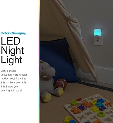 GE Renk Değiştiren LED Gece Lambası, Duvara Takma, Alacakaranlıktan Şafağa Sensör, Banyo için, Çocuk Odası, Çocuk