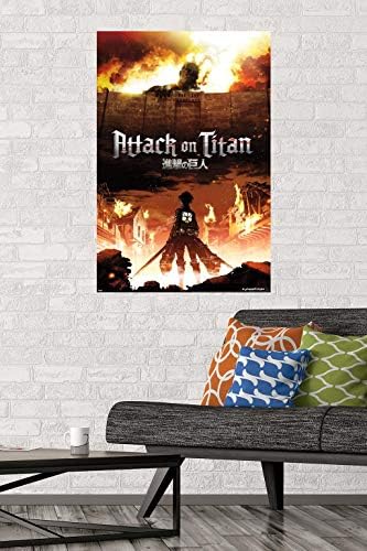 Trendler Uluslararası Titan'a Saldırı-Yangın Duvar Posteri, 22.375 x 34, Çerçevesiz Versiyon