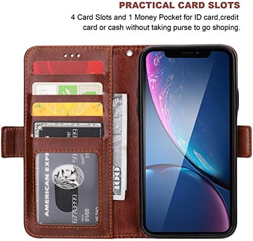 Vaburs iPhone XR Flip Case Cüzdan kart tutucu, Premium PU Deri Kickstand Darbeye Dayanıklı Koruyucu Kapak iPhone