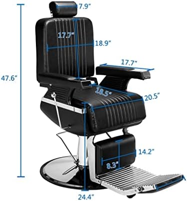 HNKDD Kuaförlük Uzanmış Sandalye Berber Saç Kesimi Sandalye Dönebilen ve Kaldırılabilir Koymak Kolay Silinmiş Siyah