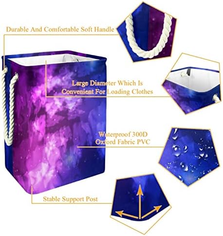 Yıldızlı Gökyüzü Mor Galaxy Çamaşır Bezi Sepeti Dahili Astar Ayrılabilir Parantez ile çamaşır sepeti Kolları ile