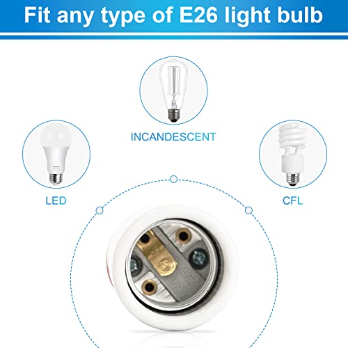 DıCUNO E26 seramik ışık soketi, Standart Orta Taban Vidalı Lamba Tutucu, UL Listeli Porselen Önceden Kablolu Kurşun