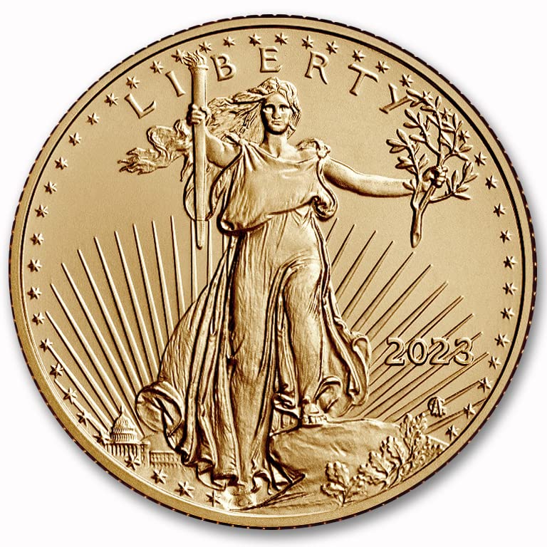 2023 Hiçbir Nane İşareti 1/4 oz Amerikan Kartal külçe altın Sikke Parlak Dolaşımsız Orijinallik Sertifikası ile 10